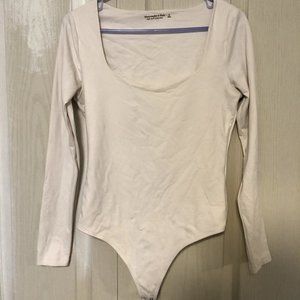 A&F White Long Sleeve Bodysuit Size S